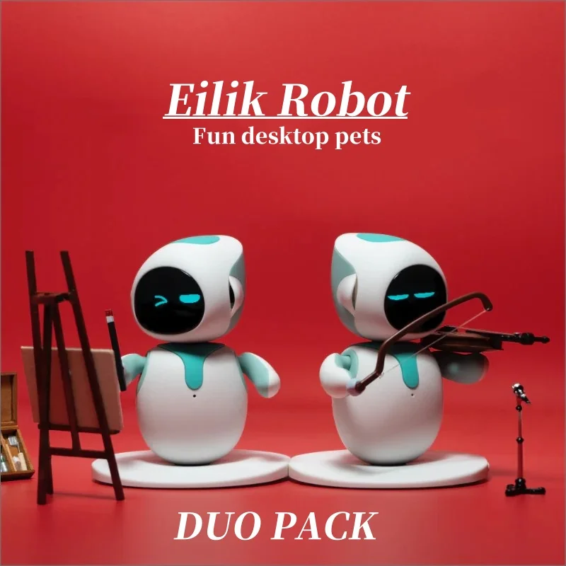Eilik 로봇 어린이 장난감, 스마트 머신, 여아 및 남아용, 파란색 및 핑크 조합 세트, 재미있는 데스크탑 애완 동물