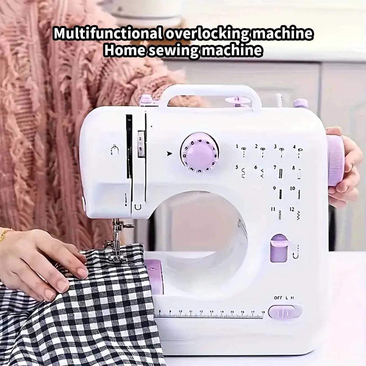 INNE Portable Sewing Machine Mini Electric Household Crafting Mending Overlock 12 Stitches Pedal Beginners With Presser Foot 2