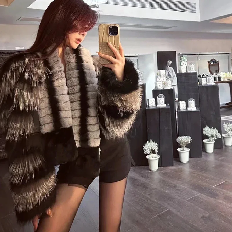 

NIGO Women's Autumn And Winter Fur Coat Short Color Blocking Loose Soft And Thickened Coat Ngvp #nigo7279