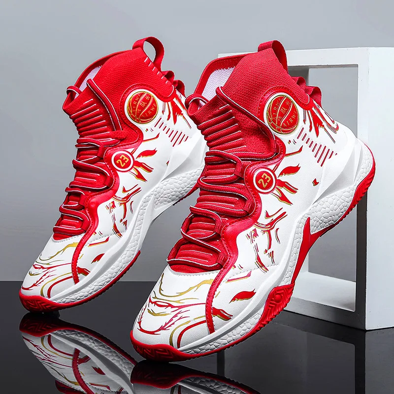 men's basketball shoes cushioning anti-skid sneakers fitness training popcorn rubber sole sports casual shoes basketball shoes