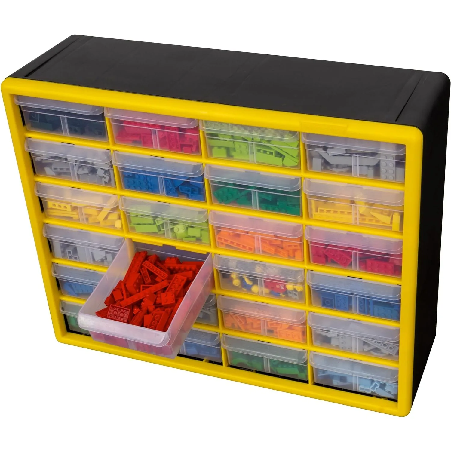 Akro-Mils 10124 24 Drawer Plastic Parts Storage Hardware and Craft Cabinet 20 W x 6-Inch D x 16 H Yellow 4