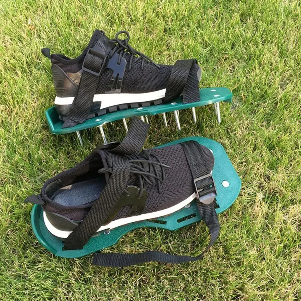 2pcs Universal Lawn Aerator Shoes with Adjustable Strap Anti-slip Lawn Aerator Spiked Sandals Garden Grass Nail Cultivator Tool