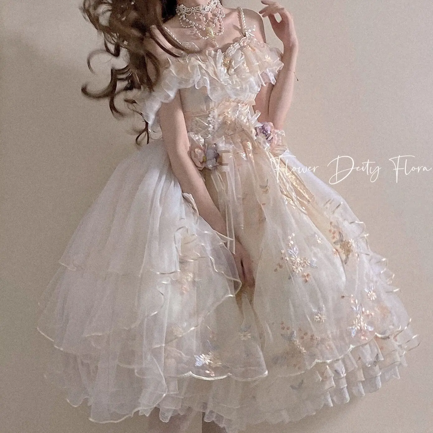 Flower God Flora Lolita Dress Elegant Embroidered Summer Lolita Flower Wedding Dress Gorgeous Sweet JSK Princess Party