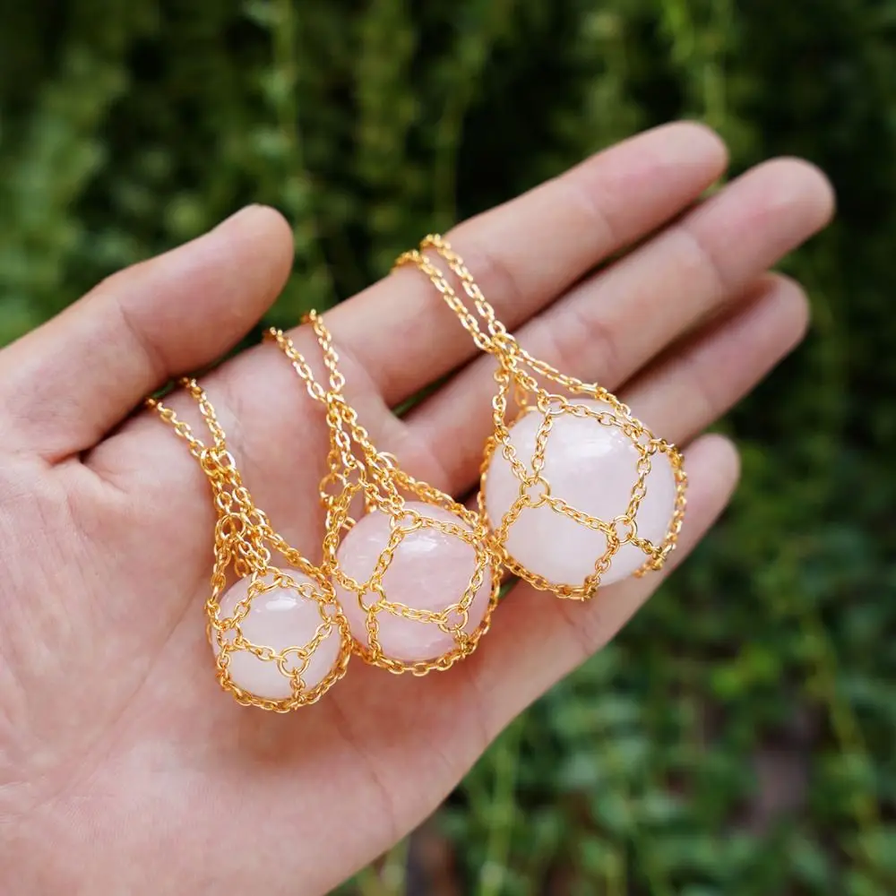 Diy Gemstone Cage Pendant Ring Holder Necklace Pack Crystal Stone