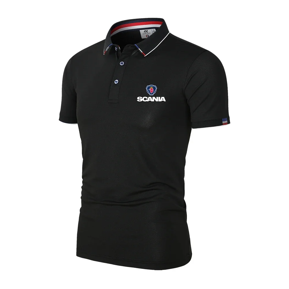 Summer Truck Polo Shirt Men's Hot Selling Golf T-shirt Street Fashion Business Solid Color Slim Fit Tennis T-shirt
