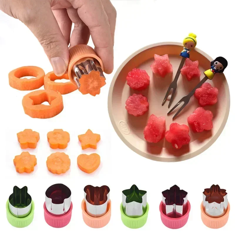 Star Heart Shape Vegetables Cutter Plastic Handle 3Pcs Portable Cook Tools Stainless Steel Fruit Cutting Die Kitchen Gadgets