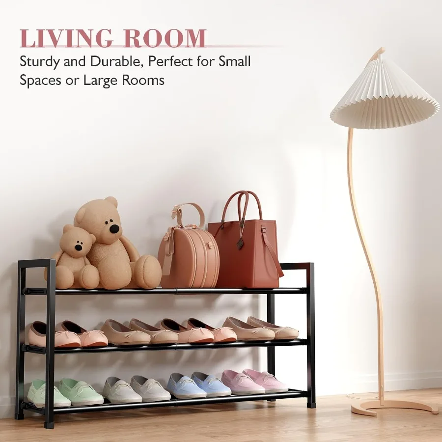 3Tier Expandable Shoe Rack for Closet 1833 Adjustable Shoe Rack for Small Space Small Shoe Organizer for Front Door Sturdy Meta