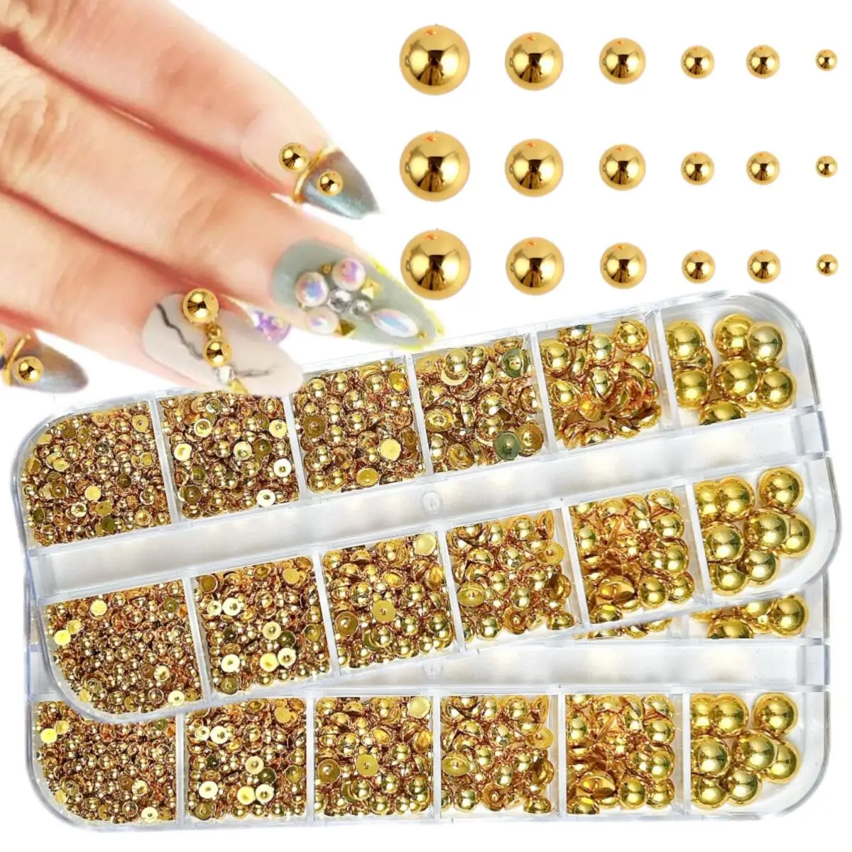 Multicolor 3D Pearl Nail Charms - Flat Bottom Art Decorations