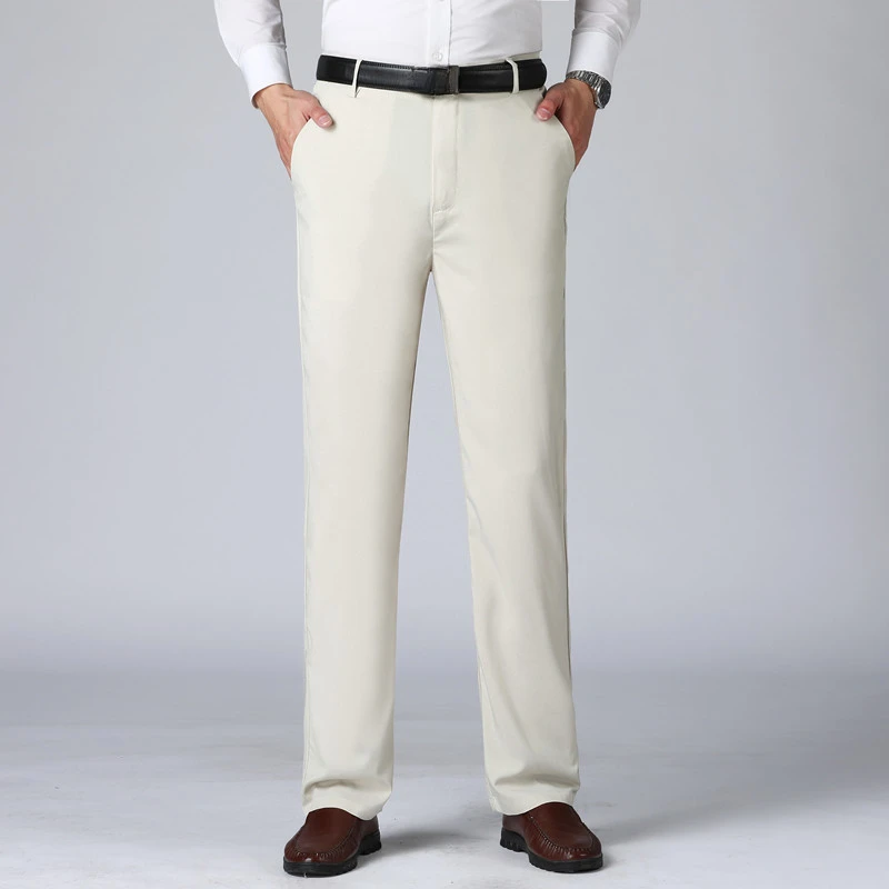 

Повседневные штаны из ледяного шелка, мужские свободные тонкие эластичные облегающие длинные брюки для весны и лета, деловые прямые штаны 5653