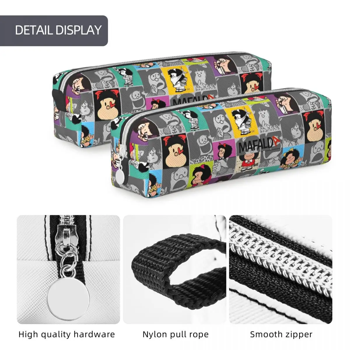 New Mafalda Cartoon Pencil Case Anime Pencilcases Pen for Student Big Capacity Pencil Bags School Supplies Zipper Stationery
