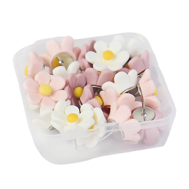 20/30Pcs Flower Push Pins Cork Notice Board Thumb Tacks Drawing Pins Map Office Notice Board Bulletin push pins