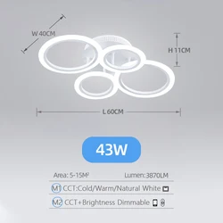 LED Acrylic Ceiling Light Chandelier with Dimmable Remote Control (WHITE)