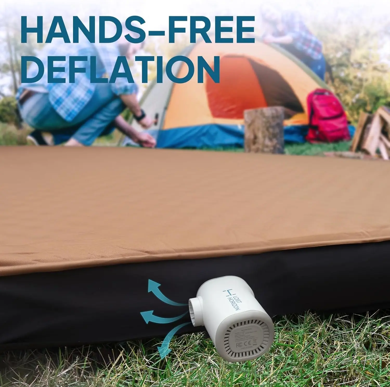 LOSTHORIZON Air & Foam Camping Mattress, Self-Inflating Sleeping Pad, 4.5" Thick, with Air Pump, Full