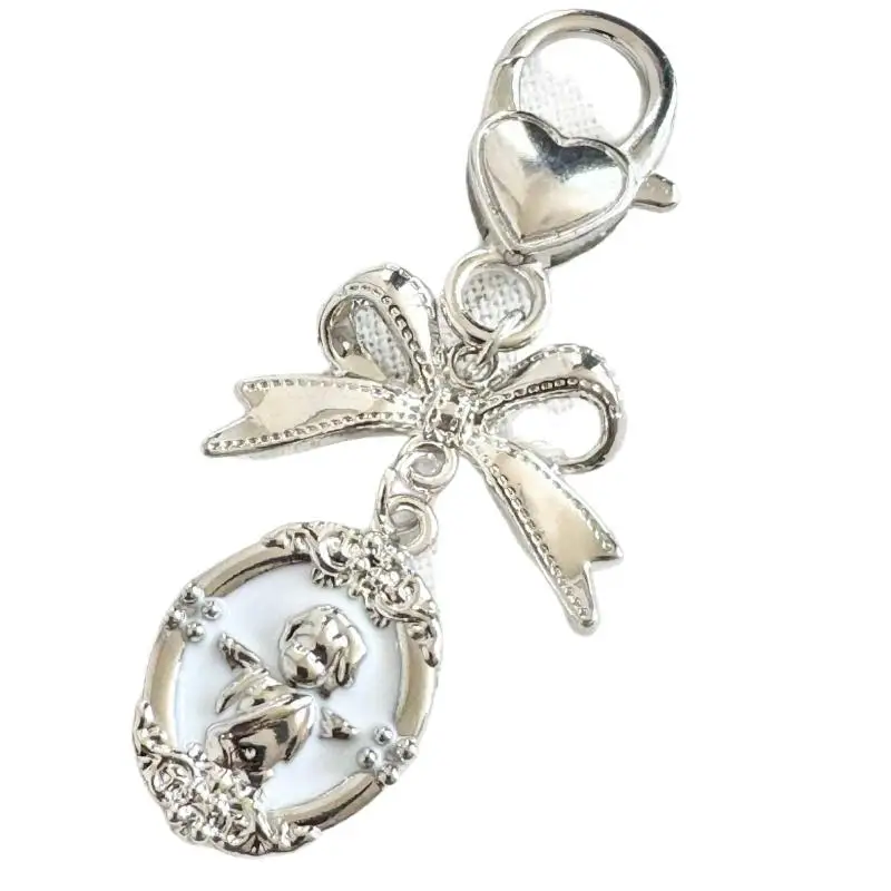 Pendentif Charm Nœud Papillon Cœur Bébé Argenté Élégant