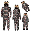 Combhasaki Family Matching Christmas Pajamas Loungewear Long Sleeve 3D Elk Antler All-over Print Hooded Romper Zip Up Jumpsuits 5