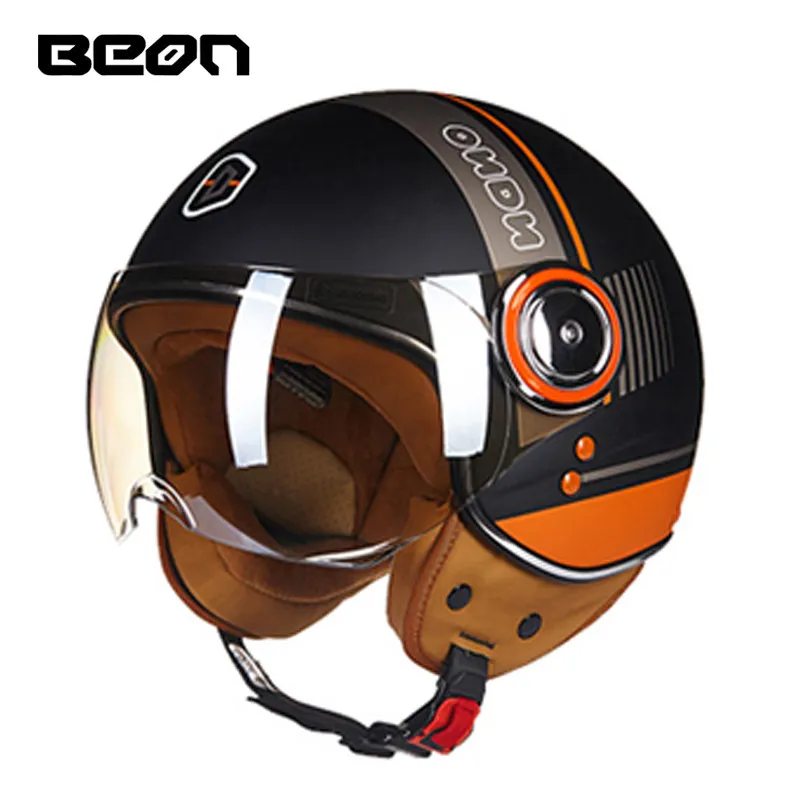 Beon-ヴィンテージオープンフェイスバイクヘルメット、レトロモーター