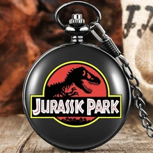 Jurassic Park Theme Dinosaur Forest Quartz Pocket Watch Necklace Wild Protected Animals Dinosaur Necklace Pendant Souvenir Gifts
