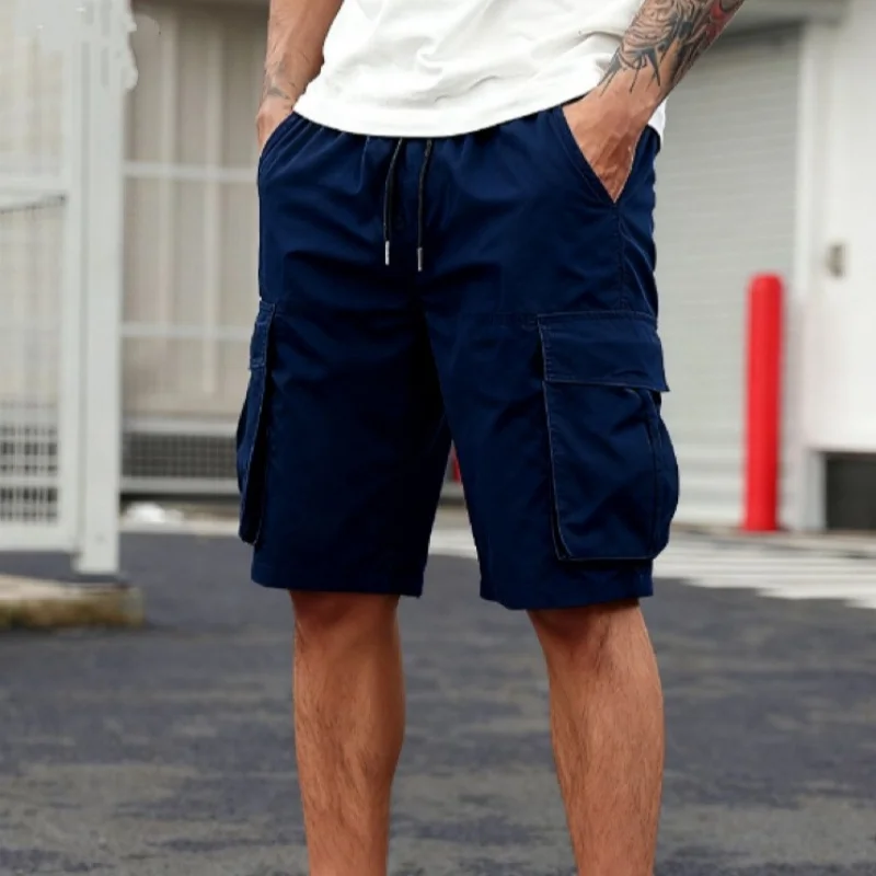 2025 New Summer Men Trend Cargo Shorts Men's Letter Print Pocket Shorts Fashion Casual Straight Shorts Male Ropa Hombre 1