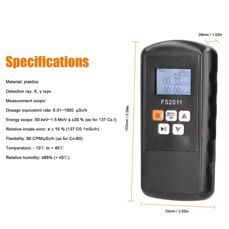 FS2011 2 in 1 Geiger counter Nuclear Radiation Detector X-ray Detector Geiger Counter Dosimeter Marble Radioactive Testing Tools 6