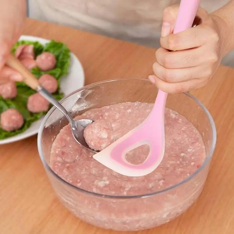 Non-Stick Meatball Maker Spoon Meat Baller Elliptical Leakage Hole Meat Ball Mold Tool Kitchen Utensil Gadget