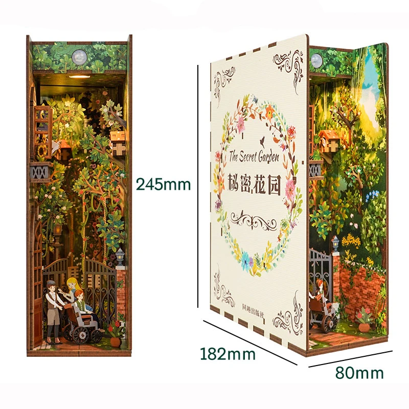 DIY 나무 책 구석 선반 삽입 키트, 미니어처 시크릿 가든 북엔드, 책장 인형 집 장난감, 친구 선물, 홈 데코