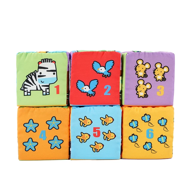 Jollybaby Cartoon Puzzle Blocks Fabric Soft Education 6 Pcs Gift Set Toy for Newborn Babies Brain Enlightenment Number Counting 4