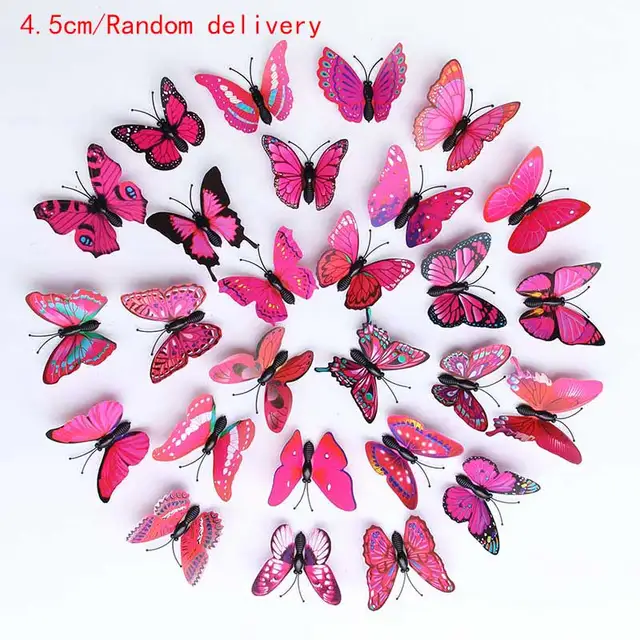 10PCS Fashion Butterfly Hair Clips for Women Girls Wedding Photography Head Clips Hairpin Hairgrips Decoration Hair Accessories 4.5cm purple red