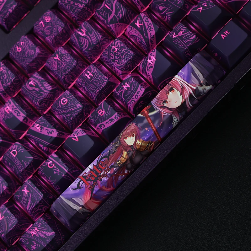 Chaves Pbt Lados Tintura Subbed Keycaps Anime dos Desenhos Animados Gaming Key Caps Scathach Backlit Keycap para o Destino Grande Fim Fgo 108 - Imagem 3