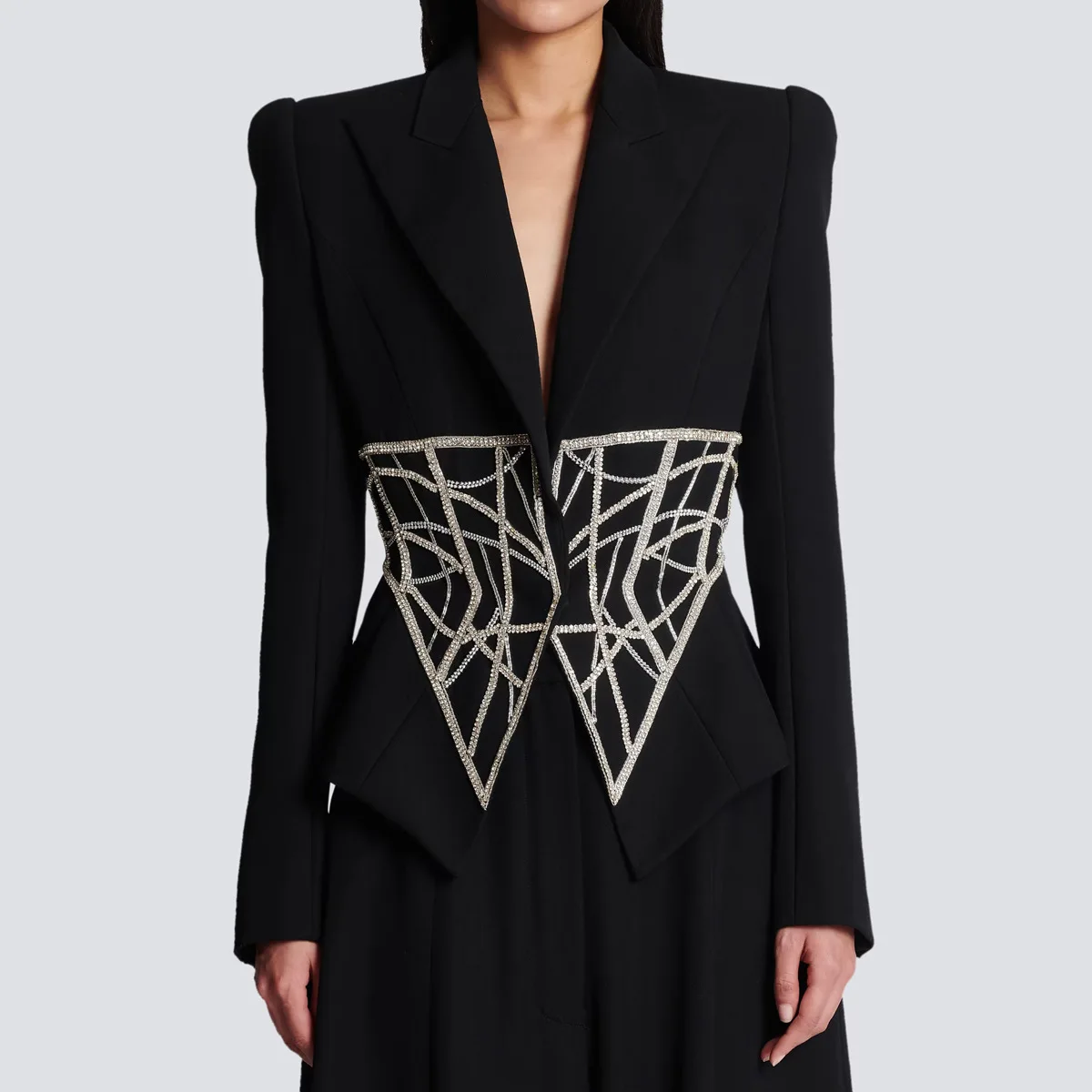 

2023 Spring Autumn Fashion New Heavy Industry Beaded Diamond Inlaid Waist Slimming High-end Quality Women's Suit Jacket Blazer