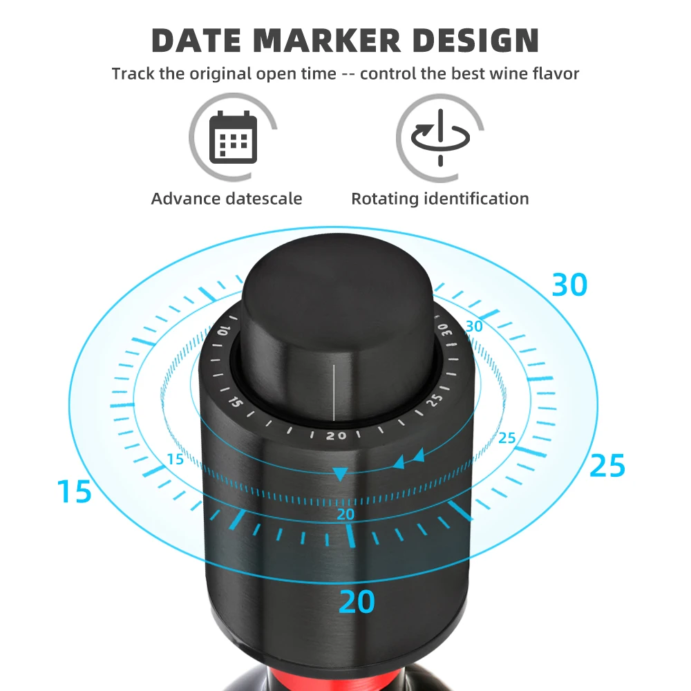 Tapones de botella de vino al vacío 2 en 1 reutilizables 3 Tapones de botella de vino al vacío 2 en 1 reutilizables 3