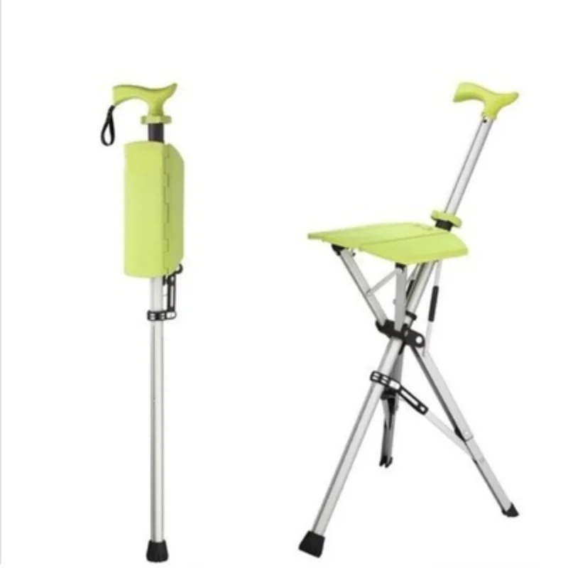 Folding Crutch Chair Elderly Hand Stool Light and Portable Delta Chair Can Sit Non-Slip Walking Stick