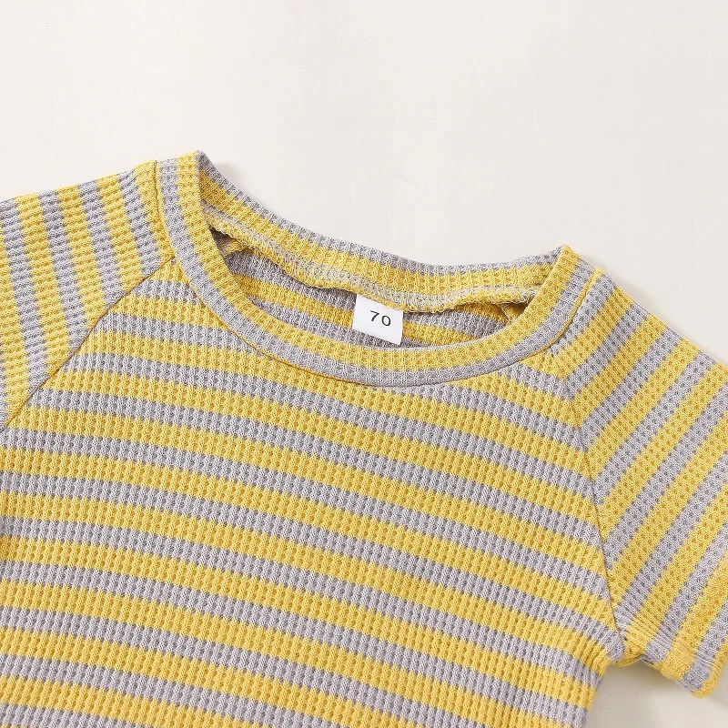 baby clothing set essentials Infant clothes 0-6 years old summer boys striped T-shirt girls baby waffle cotton round neck short sleeve shorts two-piece set baby outfit matching set