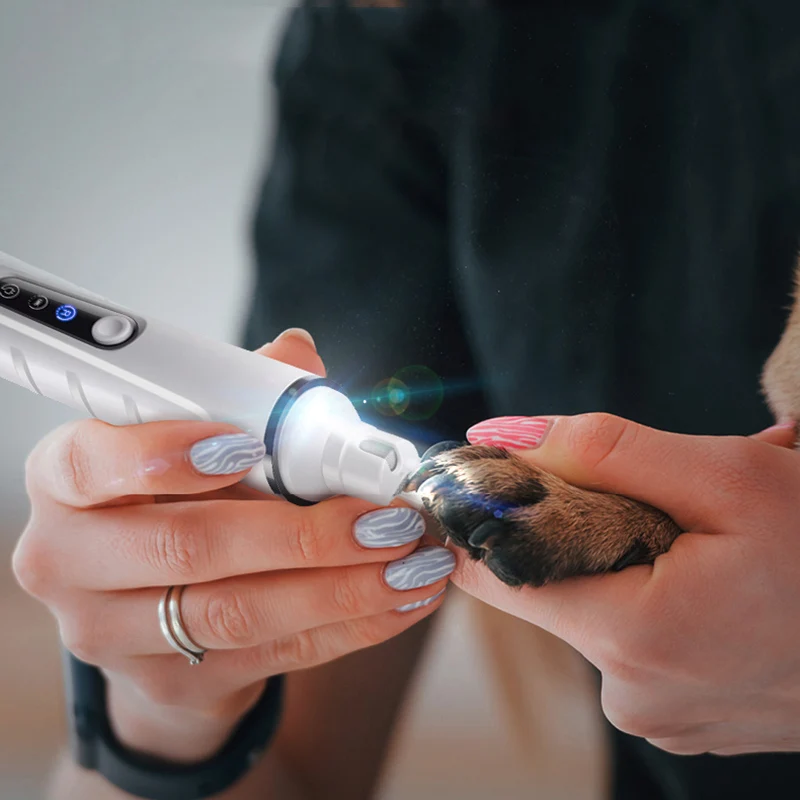 Painless Cat Dog Nail Grinder Pet Paw Nail Shaver Grooming Polisher LED Light