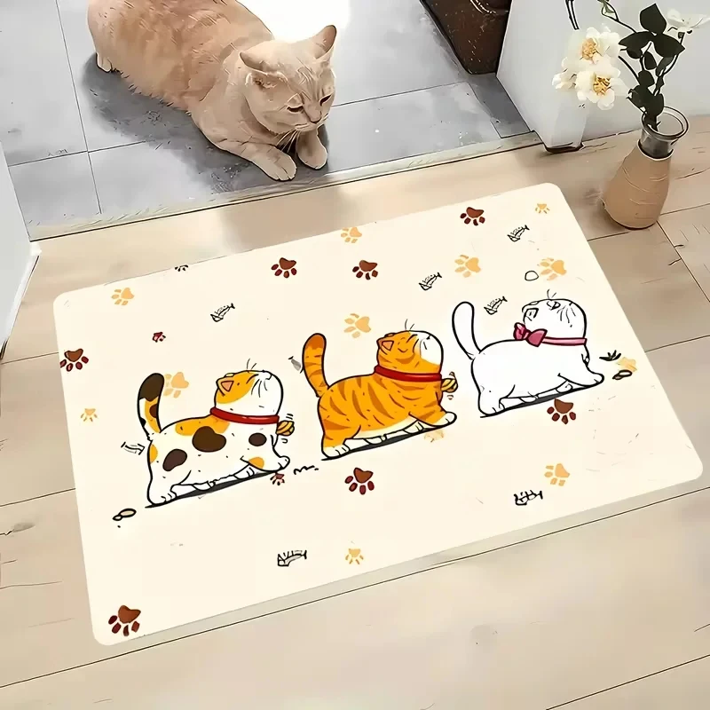 VIKAMA 고양이 발바닥 모양 주방 매트, 미끄럼 방지 및 얼룩 방지 매트, 욕실 및 현관 매트, 반려동물 친화적인 홈 데코 선물