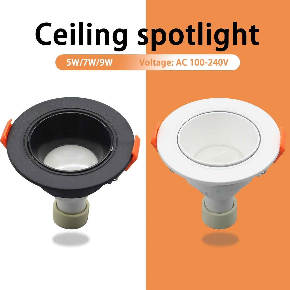 2pcs Hight Lumen Downlight 5W 7W 9W Angle adjustable Ceiling lamp Spotlights rotating  120V AC220 Vindoor lighting white color