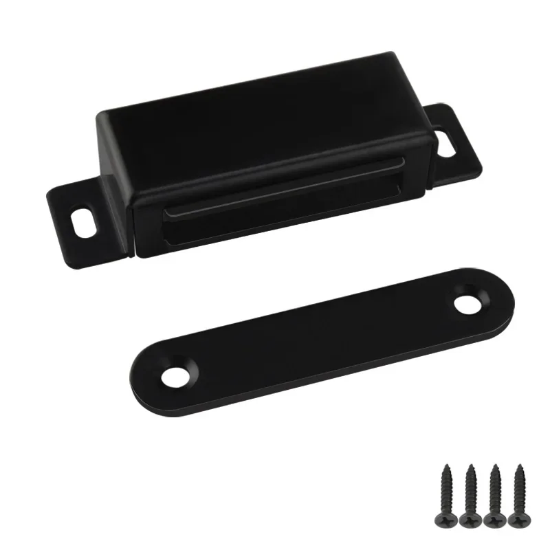 Black Door Magnetic Catch Cabinet Furniture Closet Catches Latch with Strong Magnetic Made of Stainless Steel 4 x Screws