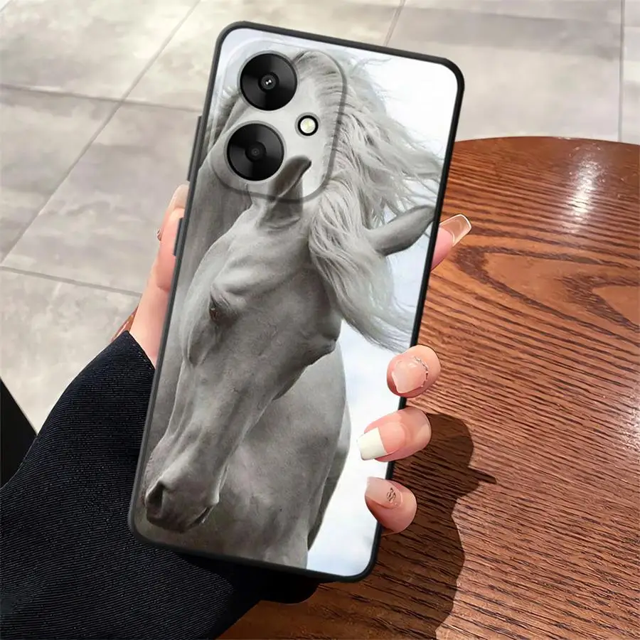 Black Soft Phone Cover with Horse Animal Design