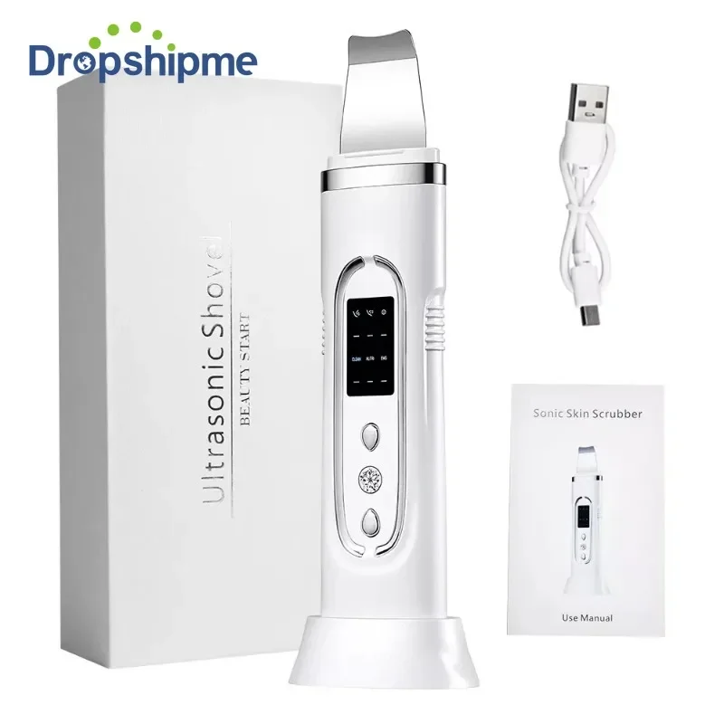 Ultrasonic Skin Scrubber Electric Facial Cleanning Pore Deep Cleaner Acne Blackhead Remover Peeling Shovel Device Beauty