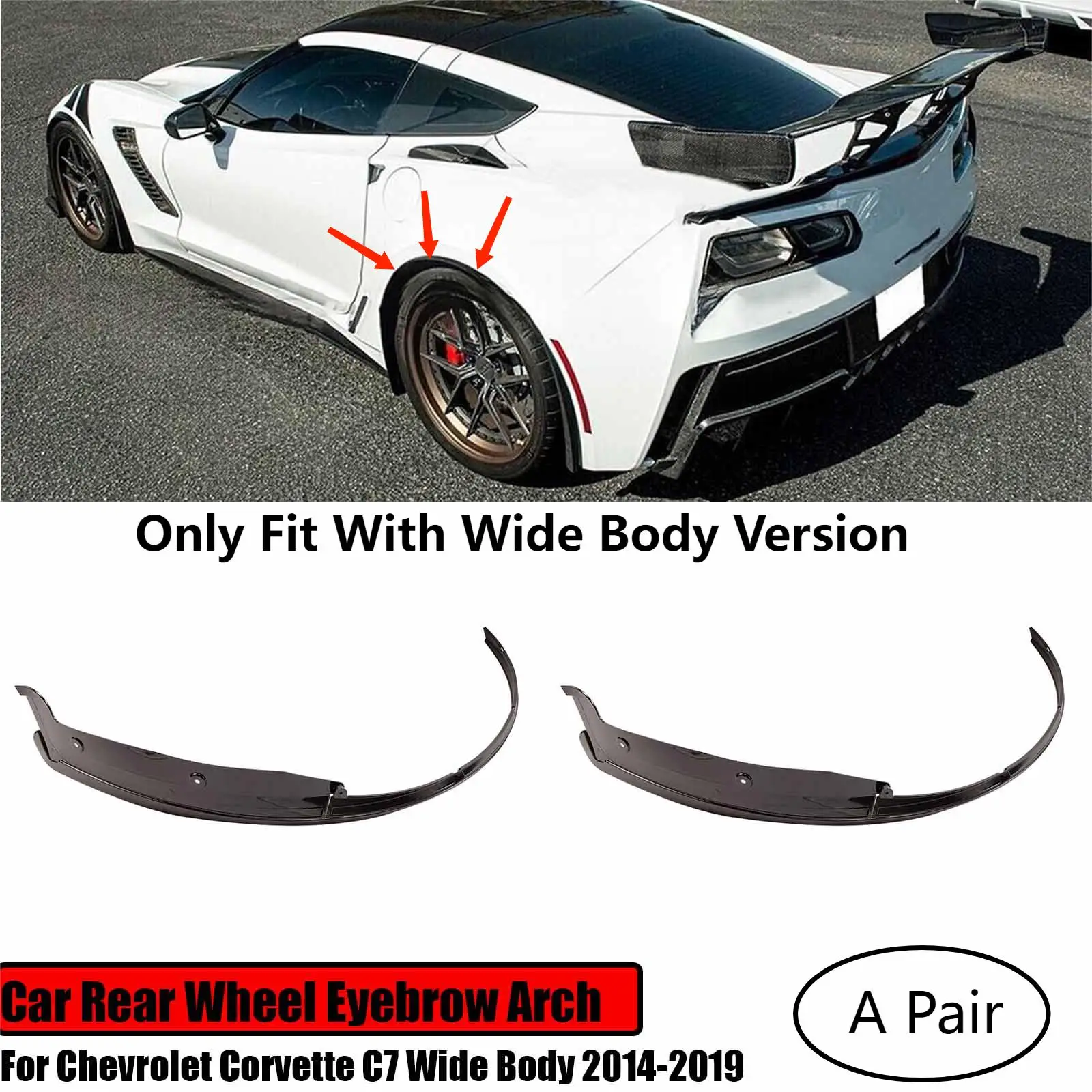 

Car Rear Wheel Trim For Chevrolet Corvette C7 Wide Body 2014-2019 Fender Arches Molding Flares 2 Pieces Carbon Fiber Style