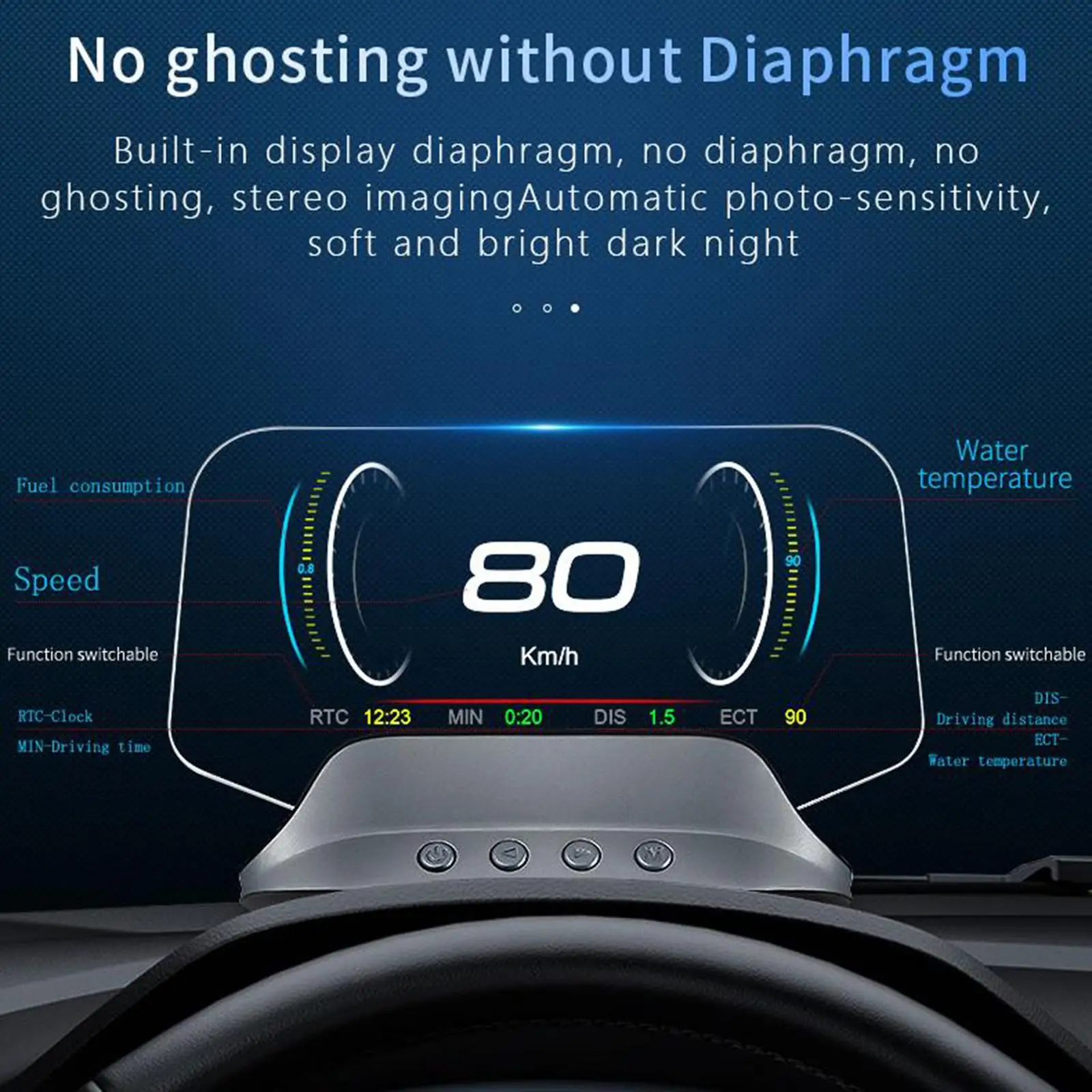OBD2 + Car Head Up Display Overspeed Warning Speedometer Navigation