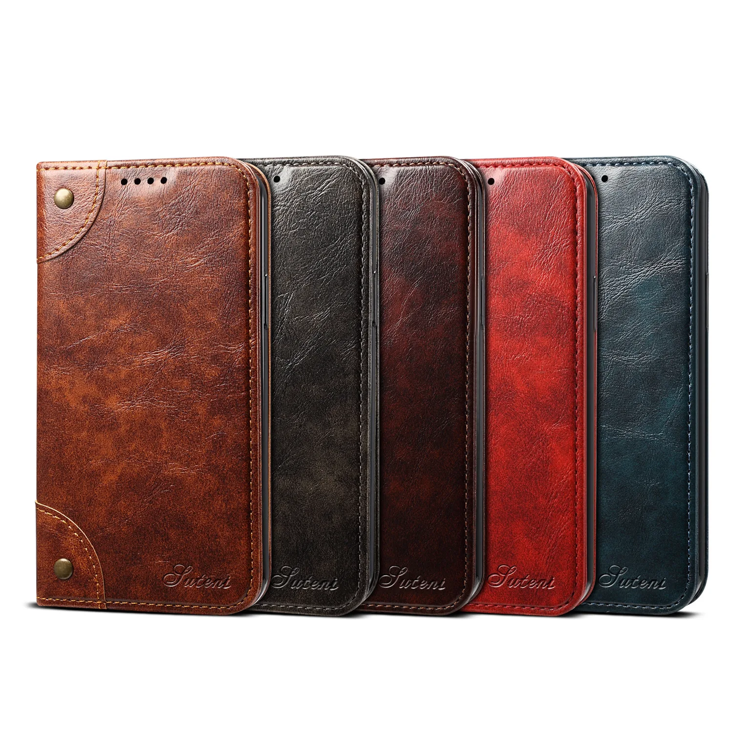 Classic Wallet Flip Genuine Leather Case For Iphone 15 14 13 12 11 Pro X Xs Max Xr 7 8 Plus Magnetic Book Flip Phone Cover Bag
