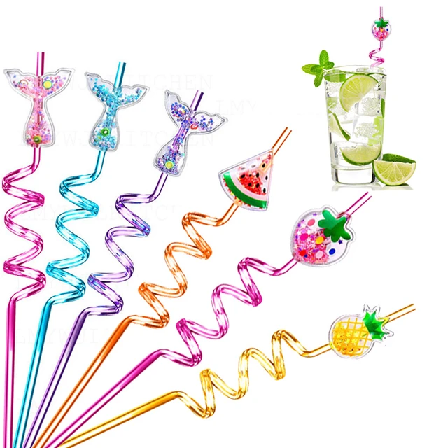 6pcs Christmas Straws Reusable Plastic Spiral Drinking Straws with Cartoon  Decoration Kids Gifts Christmas Party Supplies - AliExpress