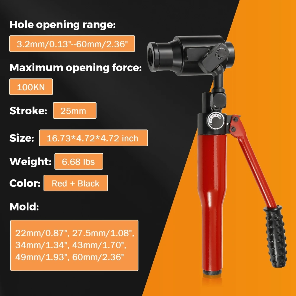 Manual Hydraulic Hole Opener Tool Set with 6 Molds (22mm 27.5mm 34mm 43mm 49mm 60mm ) Hydraulic Punching Drilling Machine 2