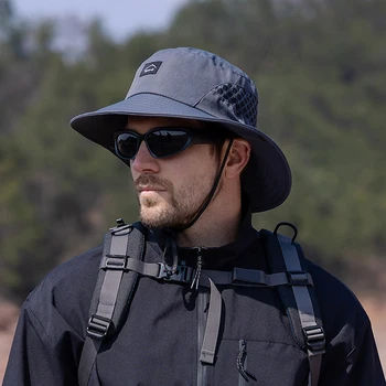 Xinbaoguan 100% poliestere 9228 estate uomo traspirante parasole cappello da bacino a tesa larga protezione solare cappello da pescatore 1