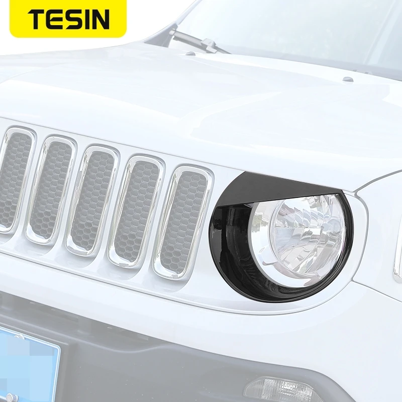 TESIN Lamp Hoods for Jeep Renegade Car Headlight Lamp Decoration Cover Exterior Accessories headlight lamp cover