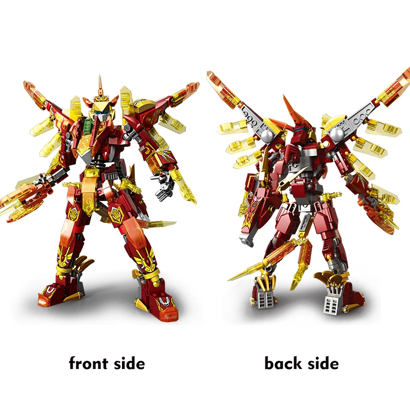 2in1 Transformable Robot Building Blocks Mythical Vermilion Bird Mecha Warrior C