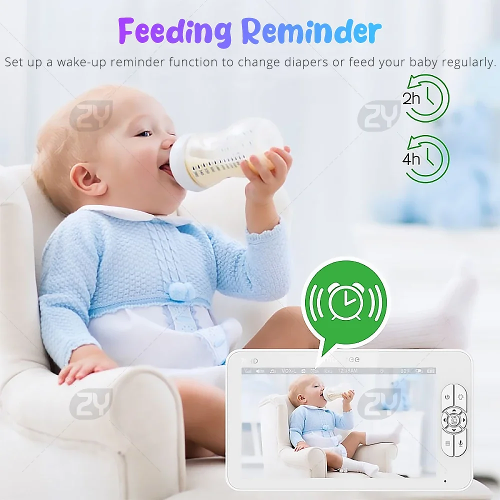 Baby Monitor with 2 Cameras 7" Large Display Audio and Video Surveillance 2-Way Talk 4000mAh Battery Infrared Night Vision VOX S82874e3231c34cf6bbc5e29065396900d