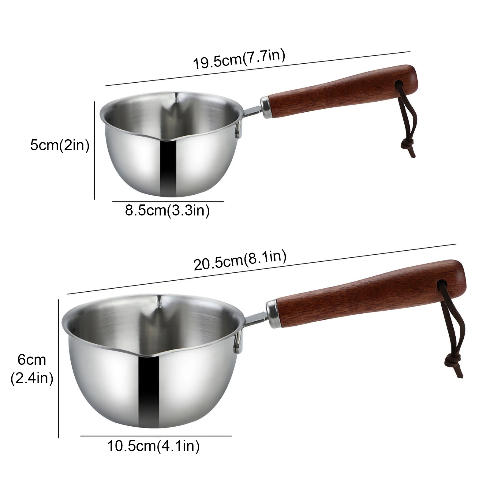150ml/300ml Stainless Steel Oil Pot with Wooden Handle Can be hung Scalding-proof Spilled Mini Soup Milk butter Pot Kitchen Tool