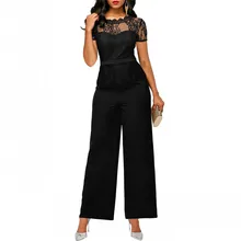 

Pure Color Short Sleeved Jumpsuit Casual Womens White Lace Sexy Rompers Slim Professional Clothing Straight Trousers Spring 2022