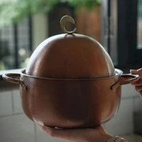 Marmite à soupe en cuivre vintage en forme d'œuf, marmite artisanale, ustensile de cuisson des aliments, mijoter et ragoût de pâtes, avec couvercle, marmite à main de 19 cm 4